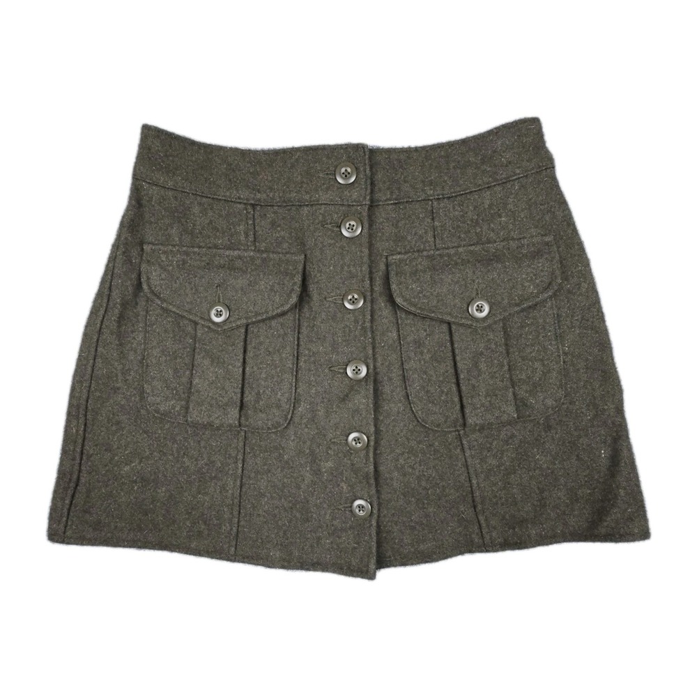 Abercrombie & Fitch Wool Mini Skirt Womens Y2K 90s Grunge‎ Button Front Medium
